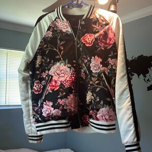 Forever 21 woman’s small floral bomber jacket